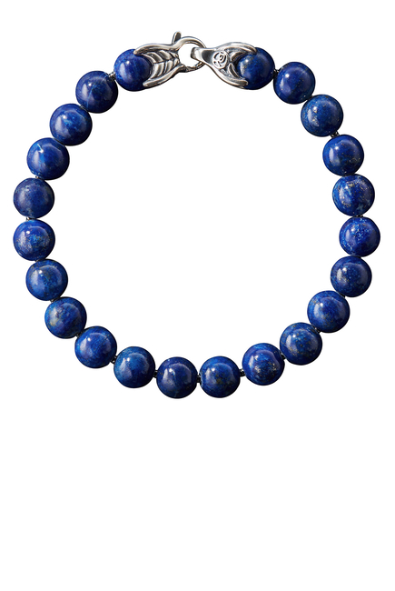 Spiritual Beads Bracelet, Sterling Silver & Lapis Lazuli